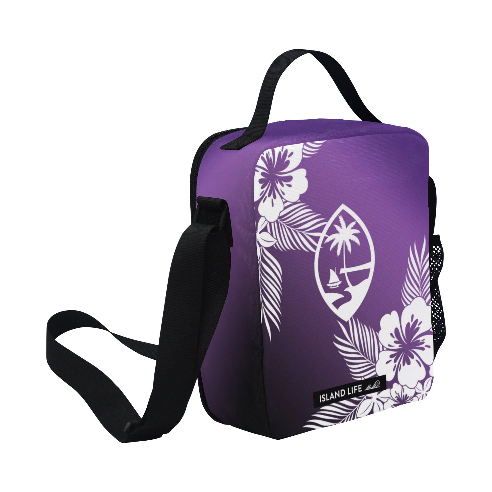 Guam Tropical Hibiscus Purple Crossbody Kids Lunch Bag