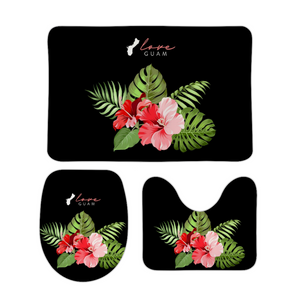 Love Guam Red Hibiscus 3-Piece Bathroom Mat Set