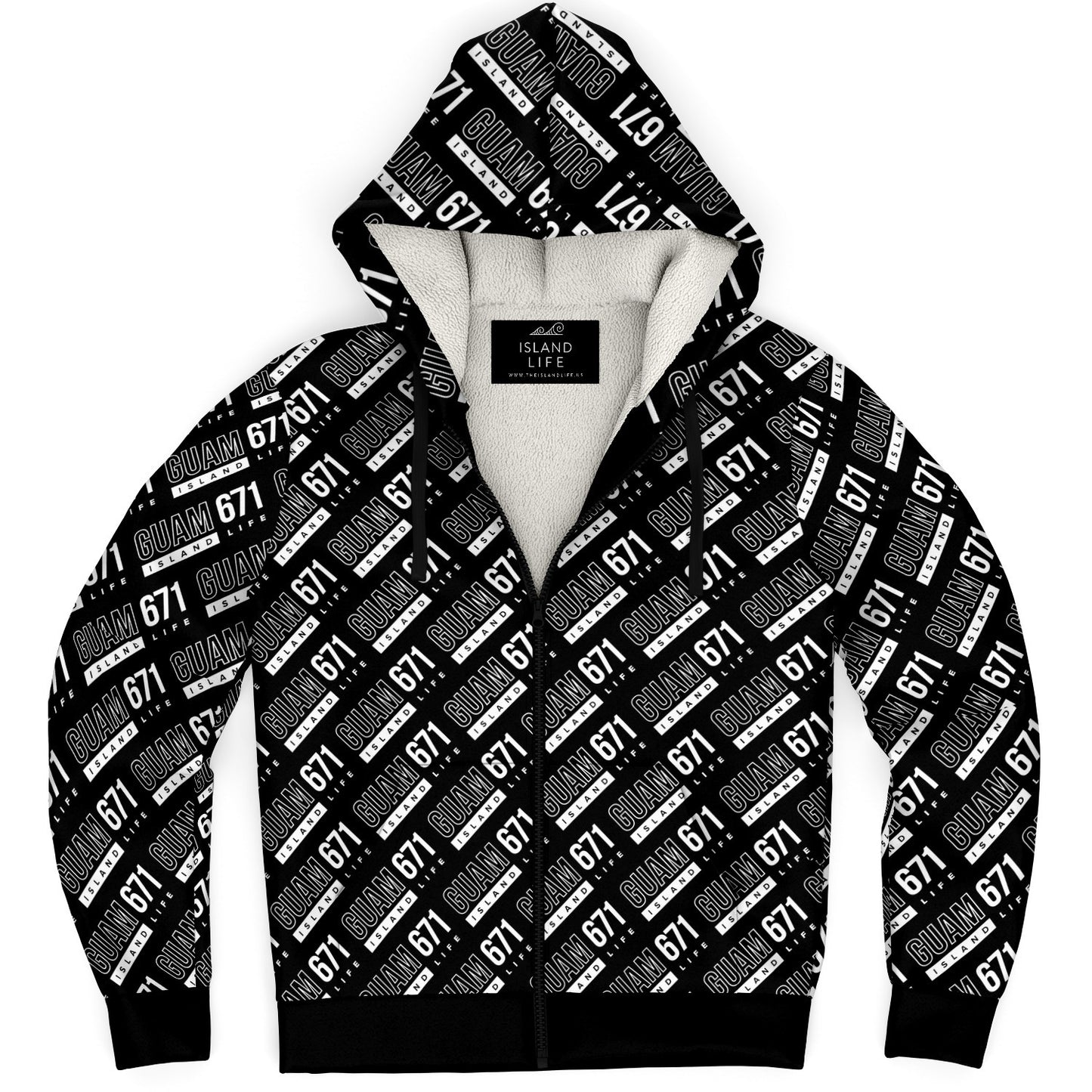 Guam 671 Black Microfleece Hoodie Jacket