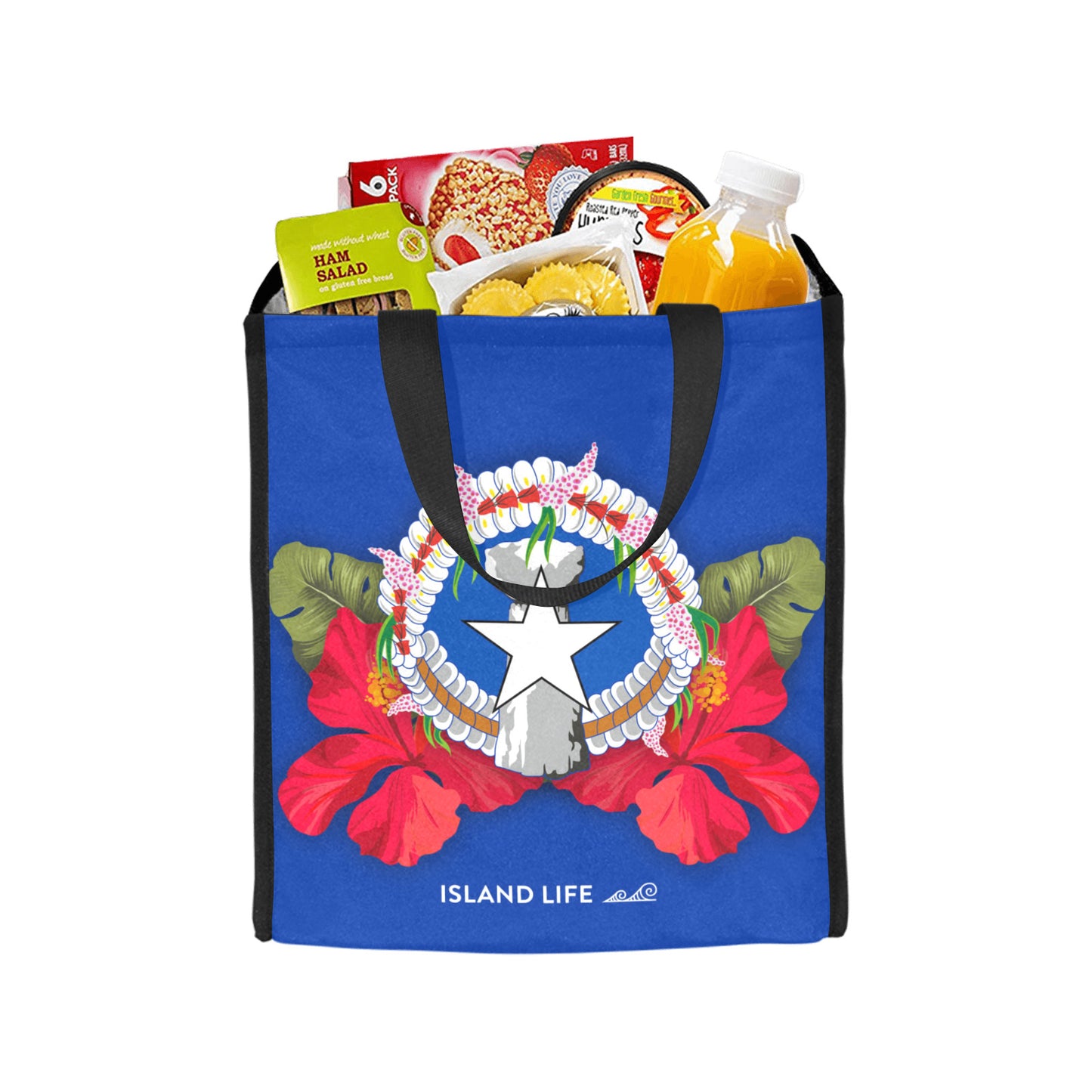 CNMI Seal Hibiscus Paradise Balutan Large Picnic Tote Bag