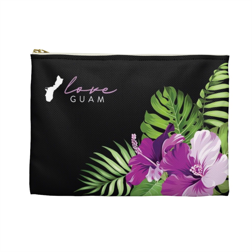 Love Guam Purple Hibiscus Accessories Carry All Pouch