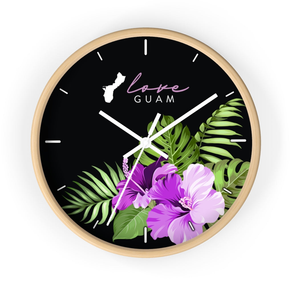 Love Guam Purple Hibiscus Wall clock