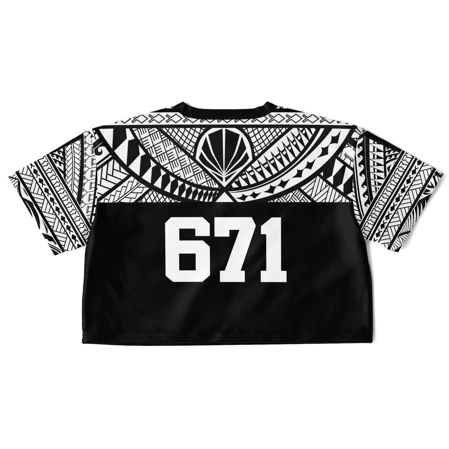 Guam 671 Tribal Black Cropped Women's Football Jersey