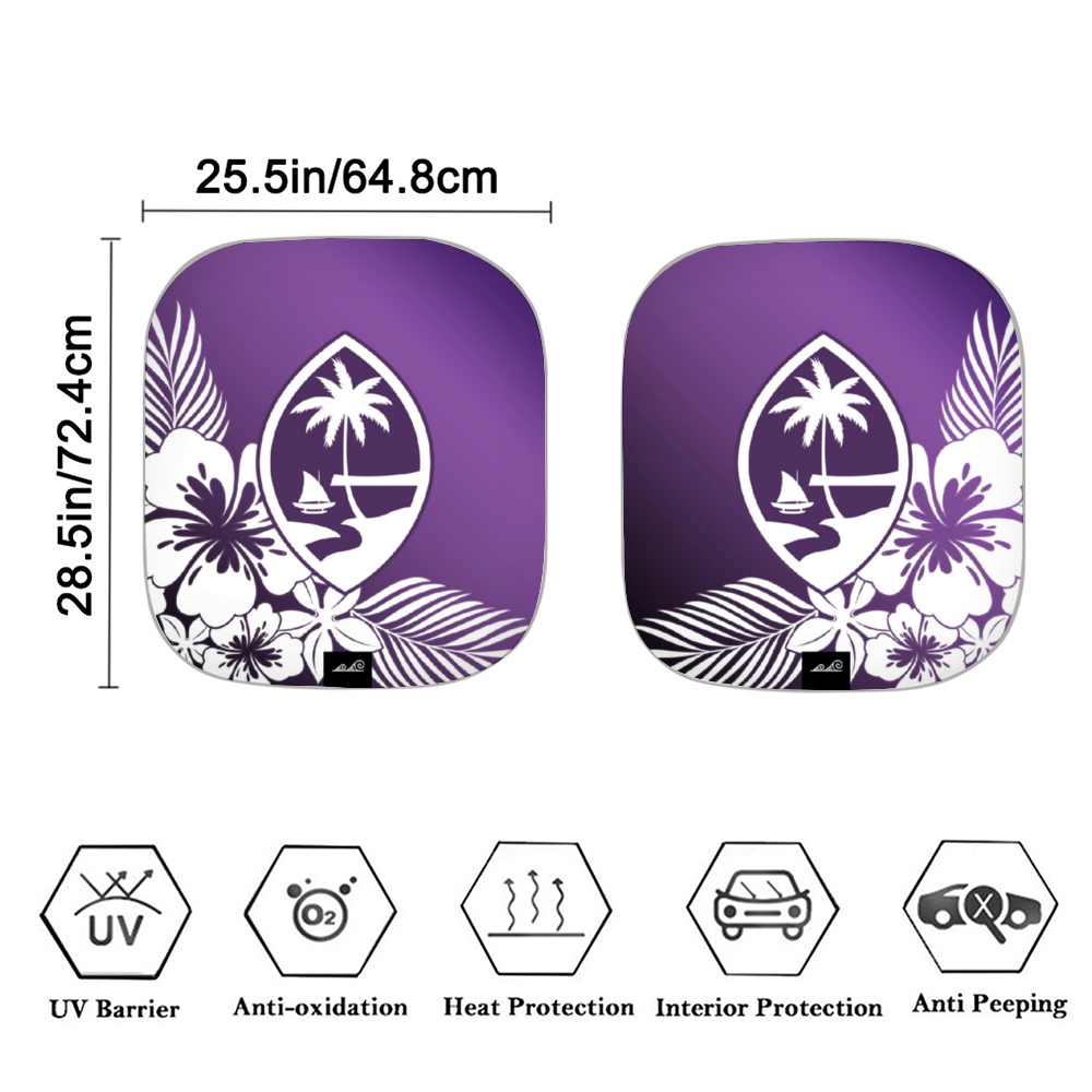 Guam Tropical Hibiscus Purple Car Sun Shade 2pcs