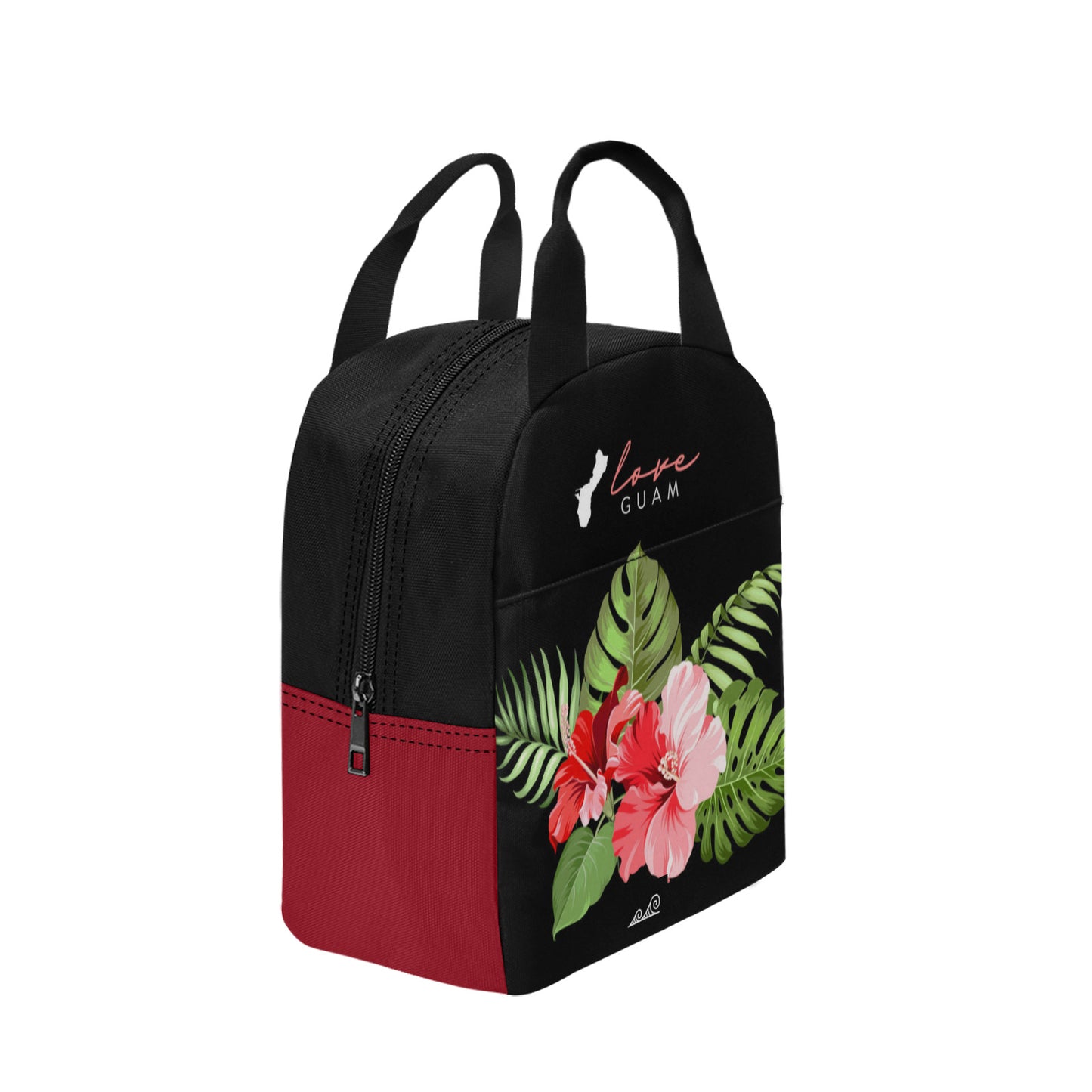 Love Guam Red Hibiscus Zipper Lunch Bag