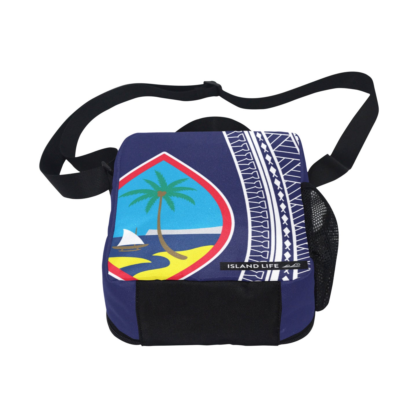 Hafa Adai Guam Tribal Blue Crossbody Kids Lunch Bag