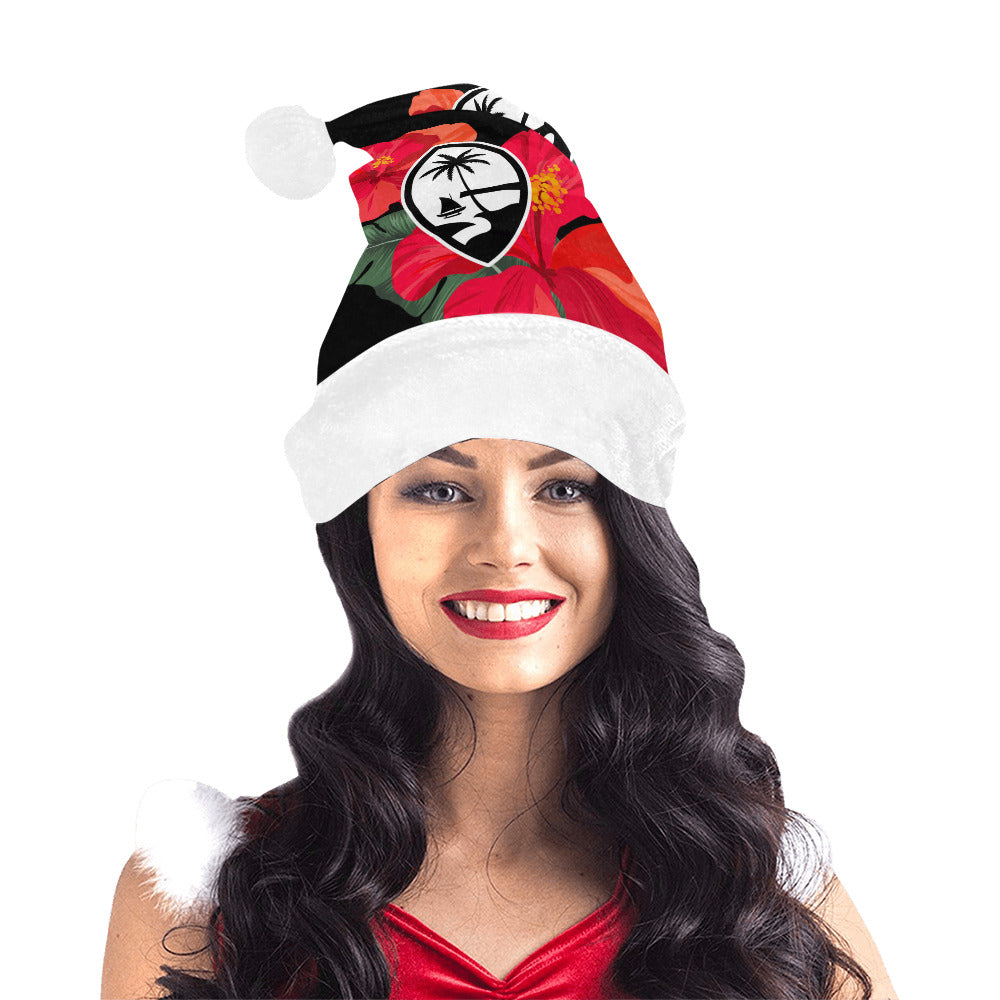 Guam Hibiscus Paradise Black Santa Hat