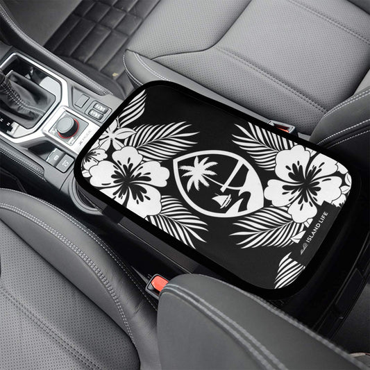 Guam Tropical Hibiscus Black Car Armrest Cover
