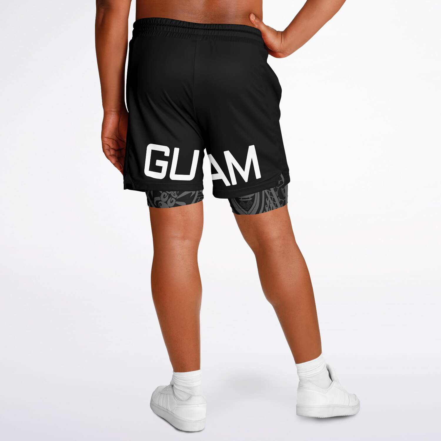 Guam Tribal Layer 2-in-1 Phone Pocket Active Shorts