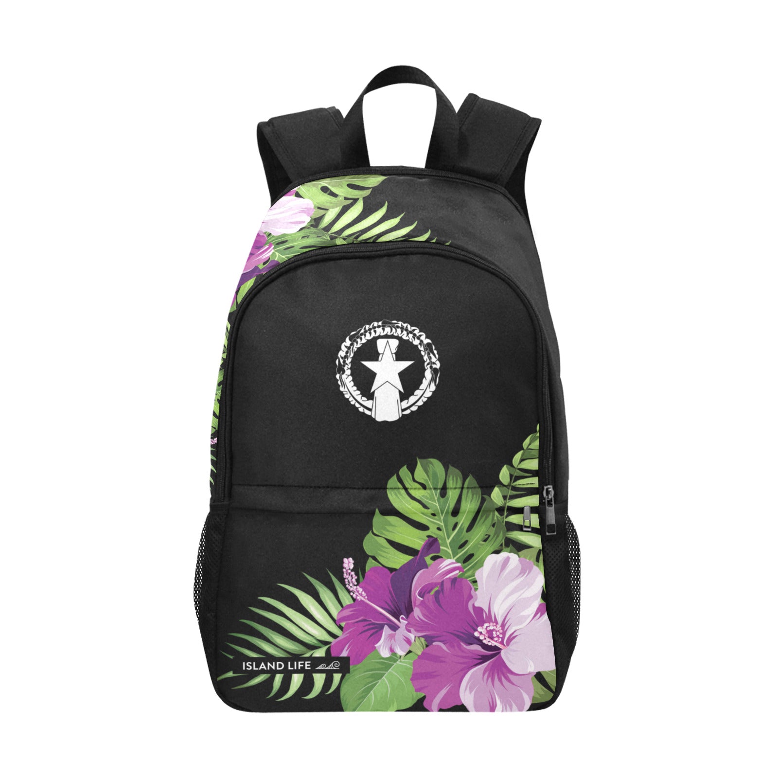 CNMI Saipan Tinian Rota Purple Hibiscus Laptop Side Pockets Backpack