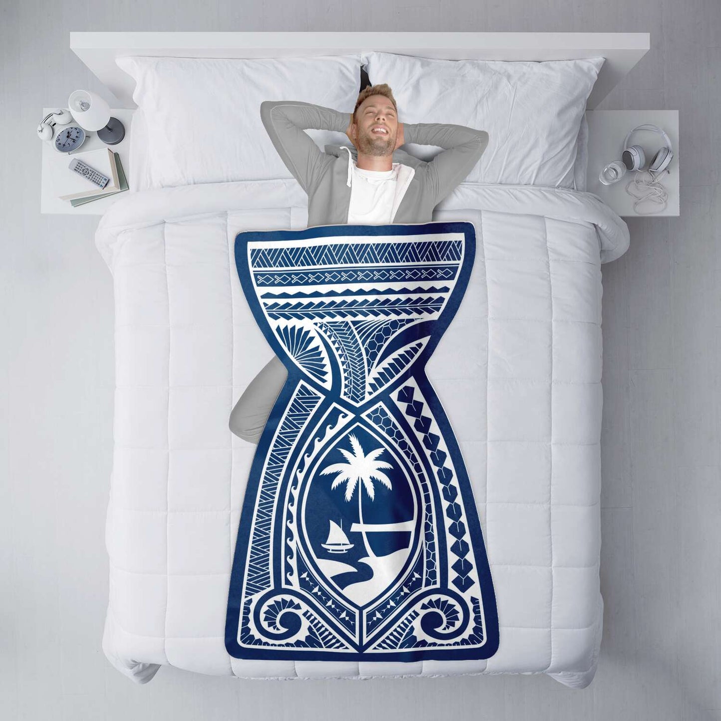 Latte Stone Guam Tribal Shaped Blue Microfleece Blanket