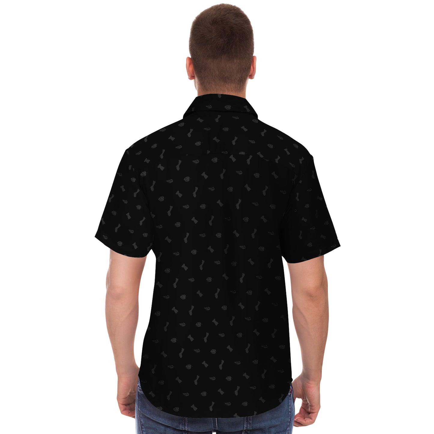 Guam Black Button Down All Over Print Shirt