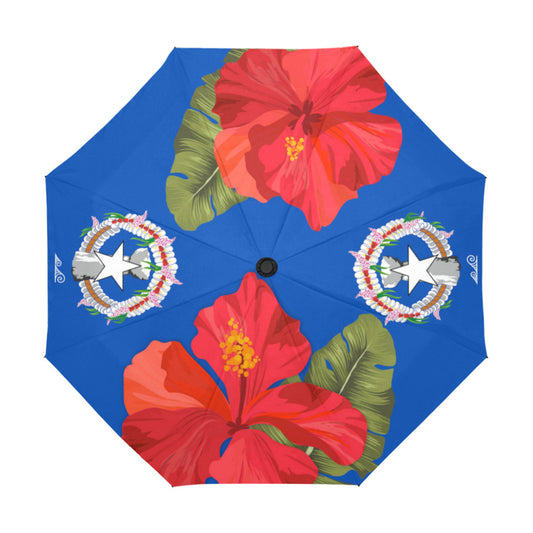 CNMI Seal Hibiscus Paradise Anti-UV Auto Foldable Umbrella