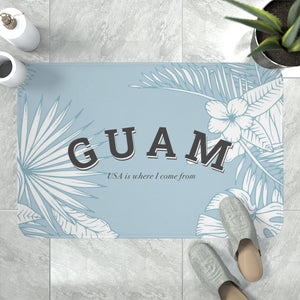 Guam USA Jungle Leaves Blue Memory Foam Bath Mat