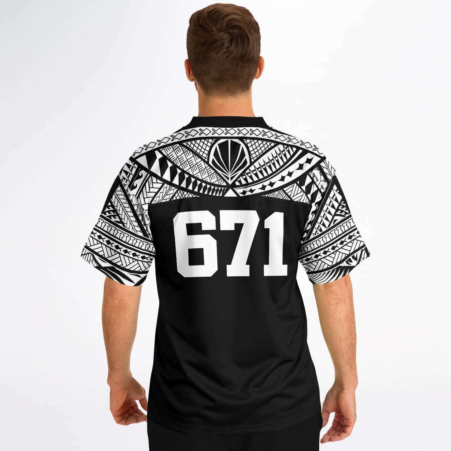 Guam 671 Tribal Black Football Jersey