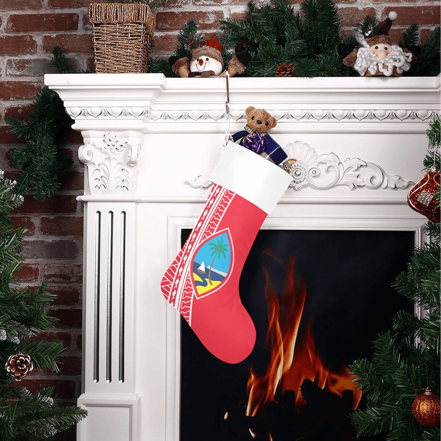 Guam Seal Tribal Red Christmas Stocking Christmas Stocking