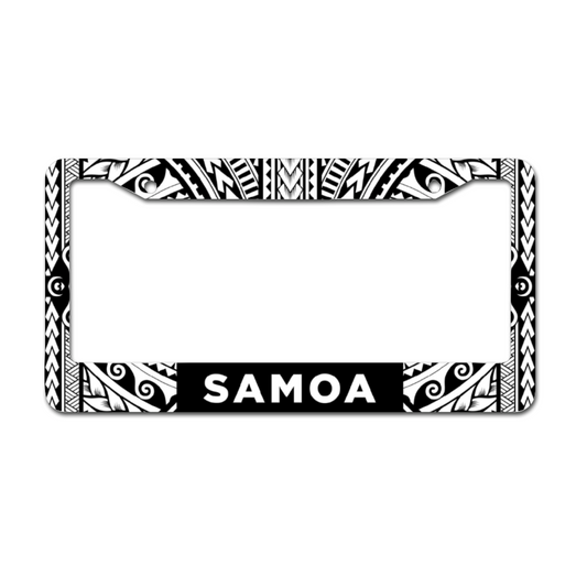 Samoa Tribal Black Aluminum License Plate Frame