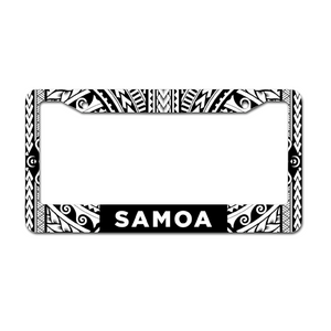 Samoa Tribal Black Aluminum License Plate Frame