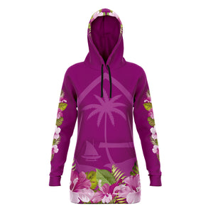 Guam Seal Hibiscus Purple Long Hoodie Dress