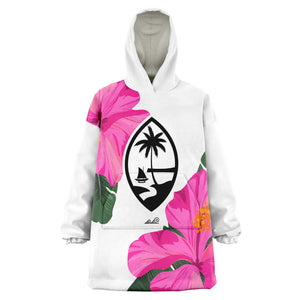 Guam Pink Hibiscus Paradise Blanket Snug Hoodie