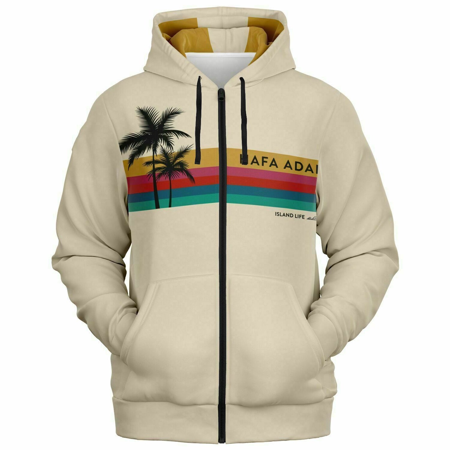 Hafa Adai Retro Rainbow Guam CNMI Zip Hoodie Jacket