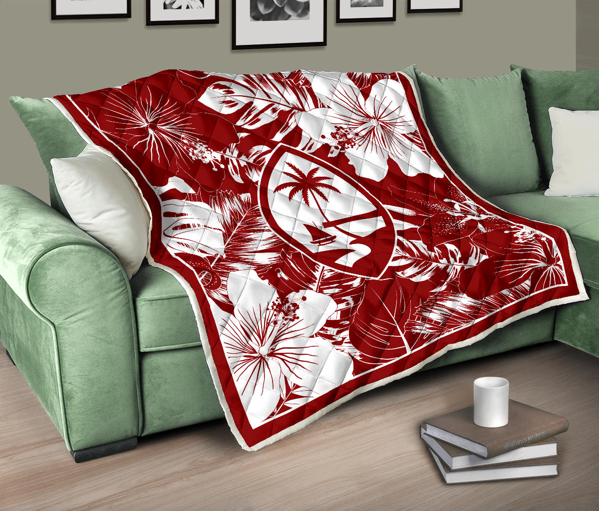 Guam Hibiscus Red Quilt