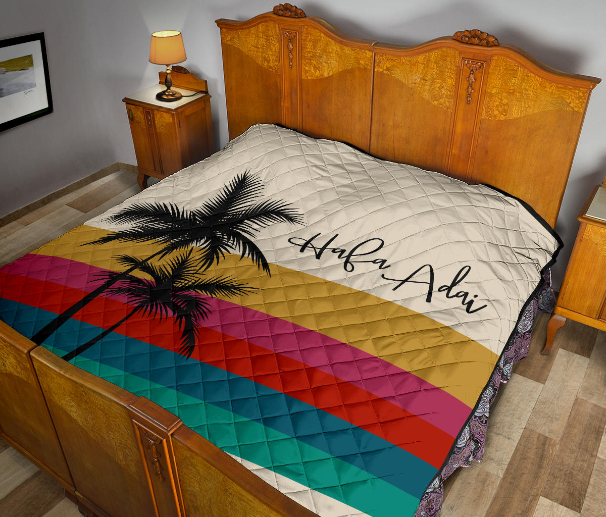 Hafa Adai Retro Rainbow Sunset Guam CNMI Quilt