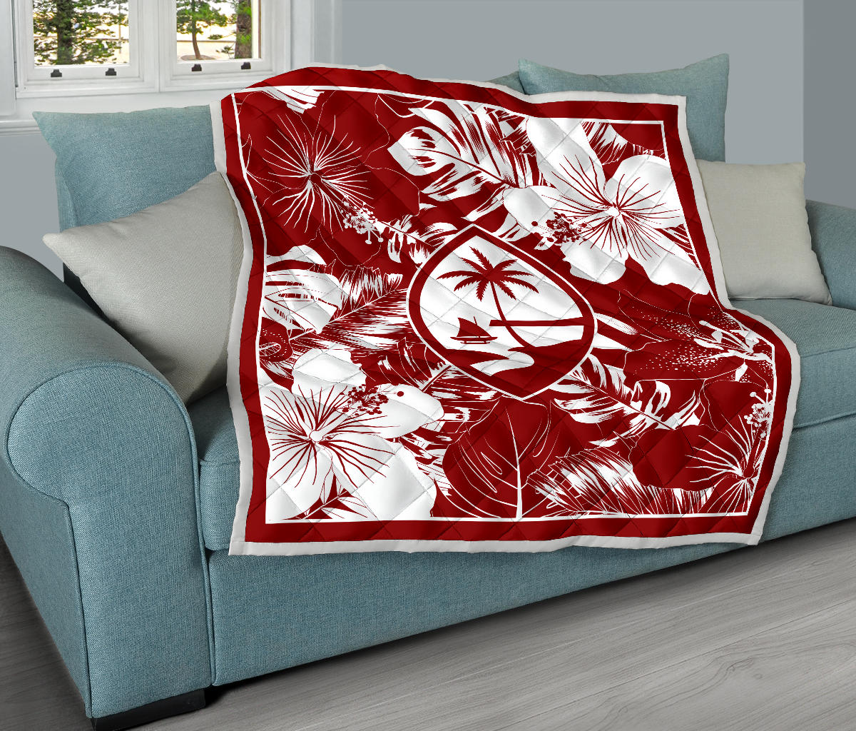 Guam Hibiscus Red Quilt