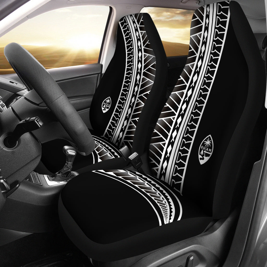 Guam Seal White Tribal Car Seat Covers (Set of 2)
