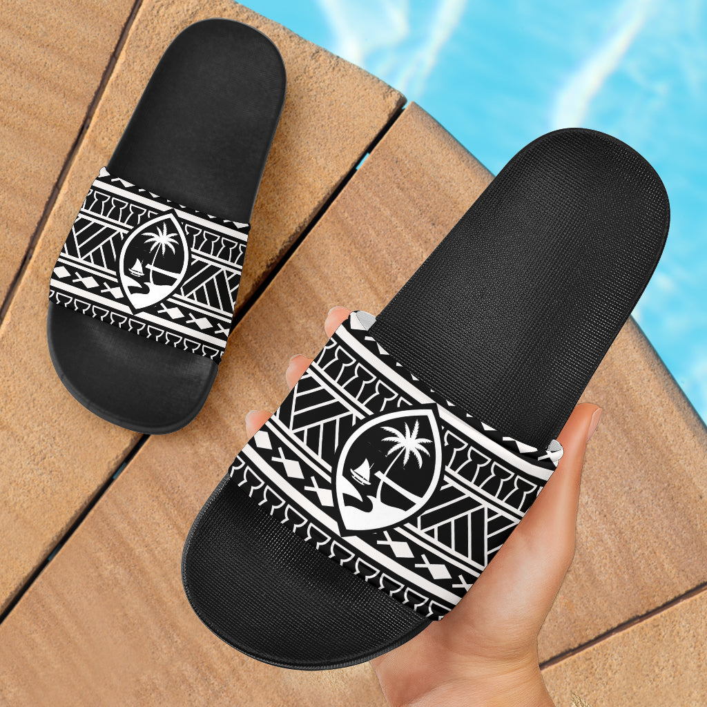 Tribal Guam Seal Black Slide Sandals