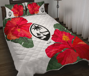 Guam Red Hibiscus Paradise Quilt Set