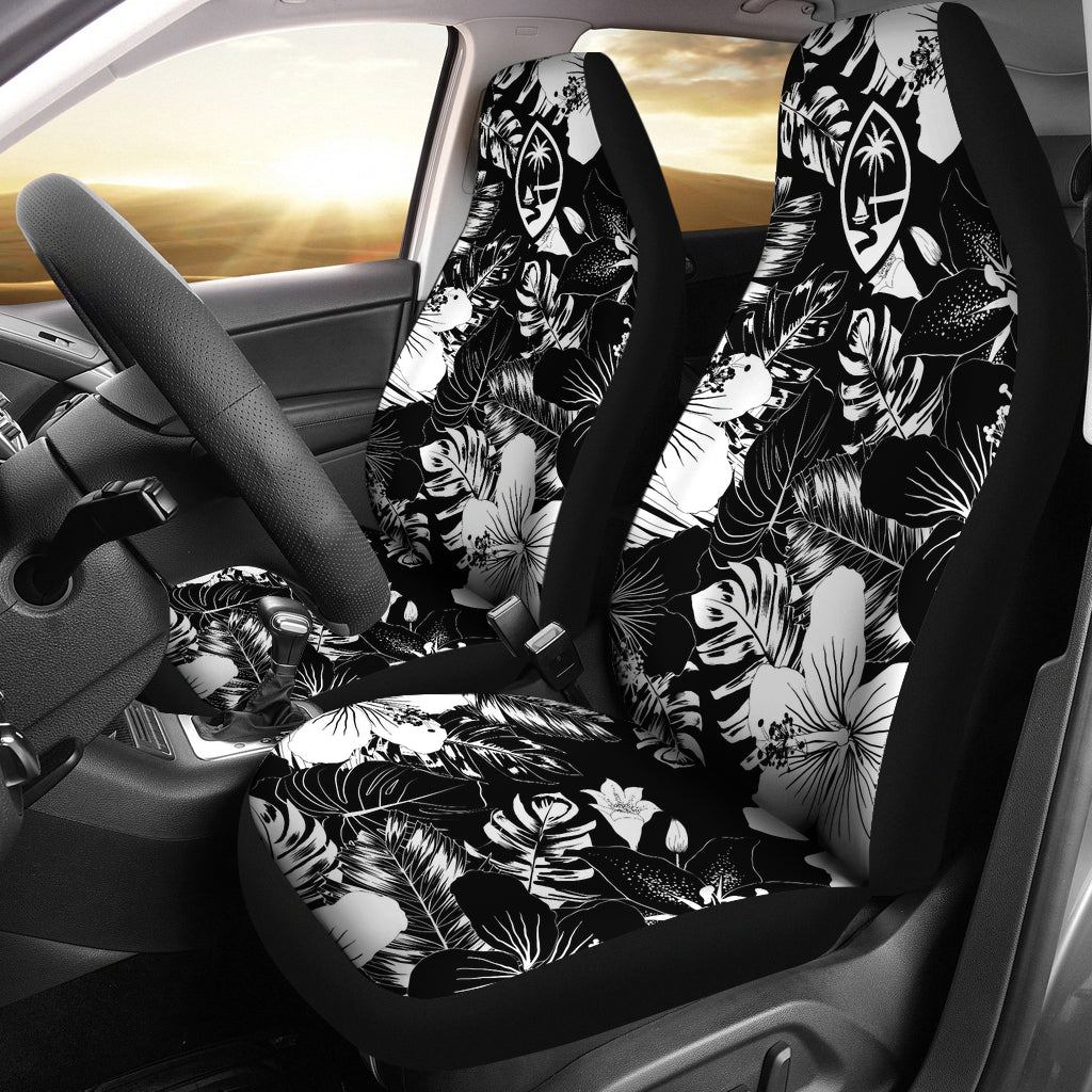Guam Hibiscus Black Car Seat Covers (Set of 2)