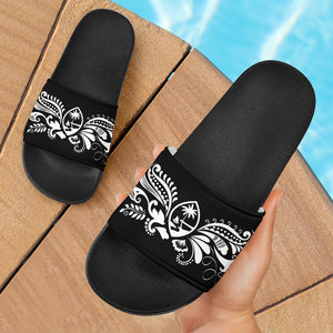 Guam Seal Paisley Black Slide Sandals