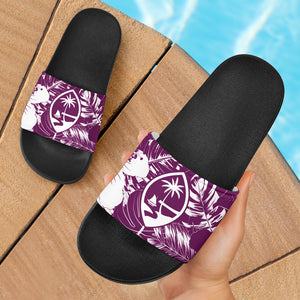 Guam Hibiscus Purple Slide Sandals