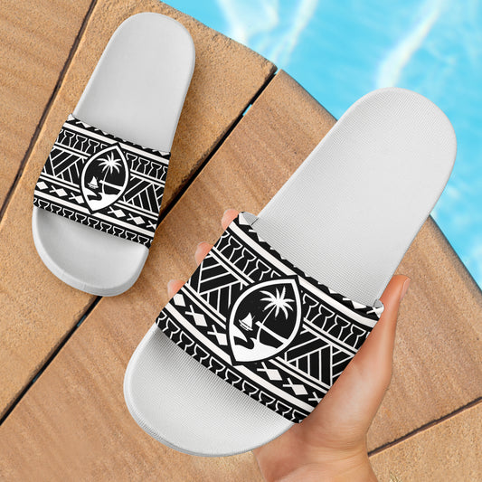 Tribal Guam Seal White Slide Sandals