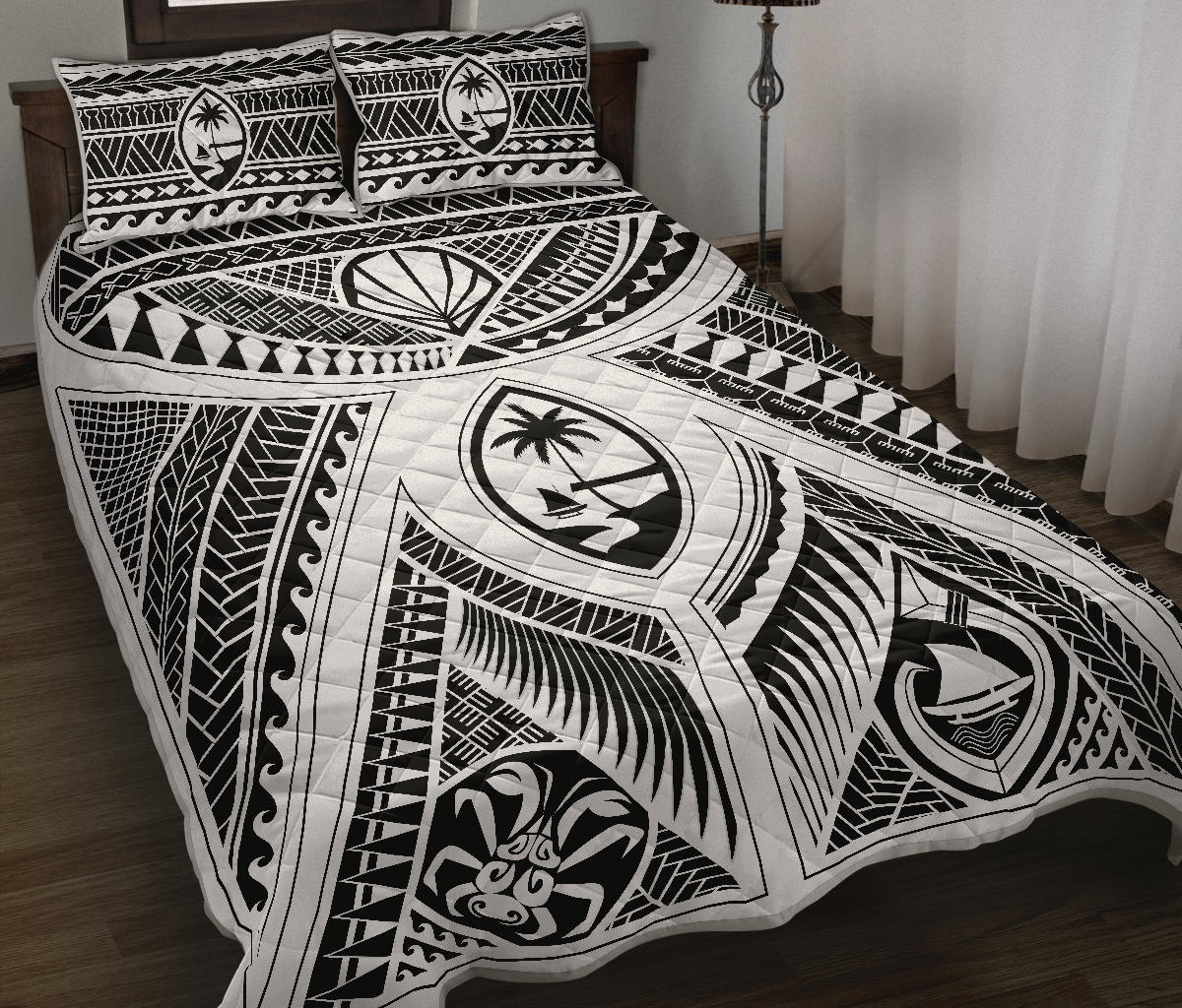 Guahan Modern Tribal White Quilt Bedding Set