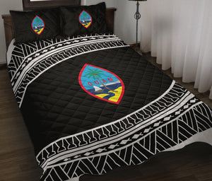 Guam Seal Tribal Black Quilt Bedding Set
