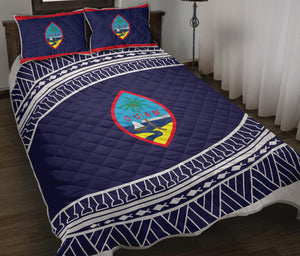 Guam Seal Tribal Blue Quilt Bedding Set