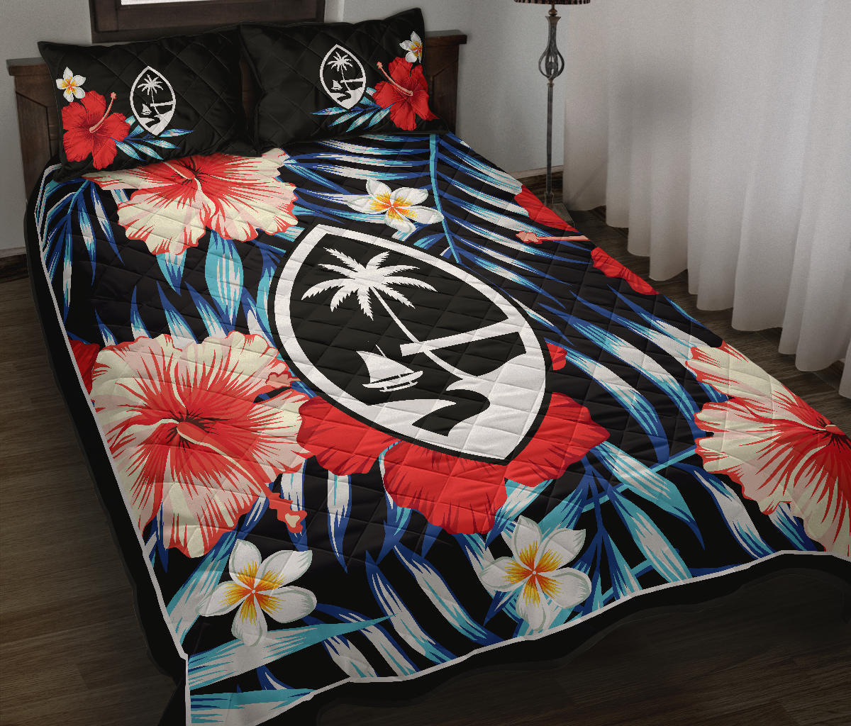 Guam Tropical Floral Quilt Bedding Set