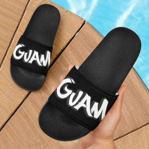 Guam Tagged Black Slide Sandals