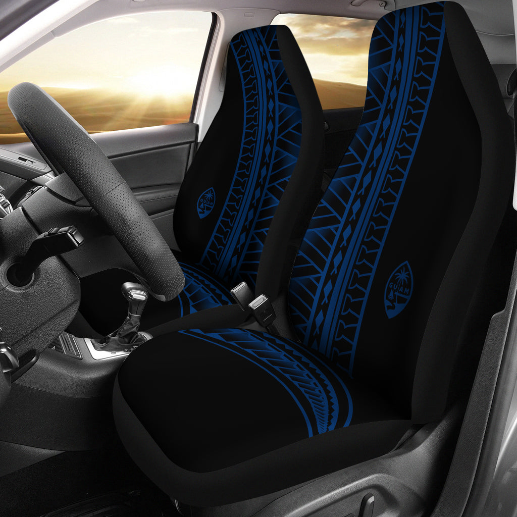 Guam Seal Blue Tribal Car Seat Covers (Set of 2)