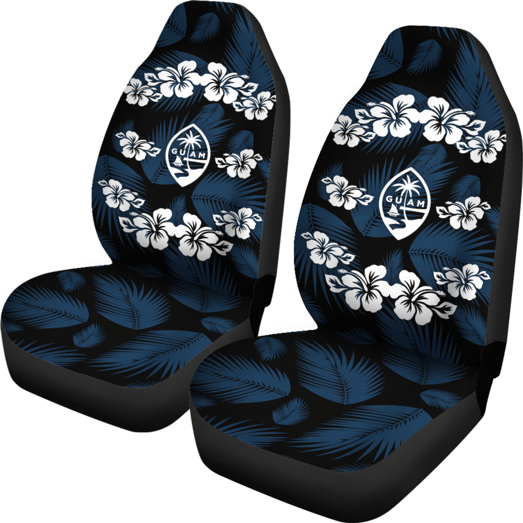 Guam Seal Navy Hibiscus Palm Leaves Car Seat Covers (Set of 2)