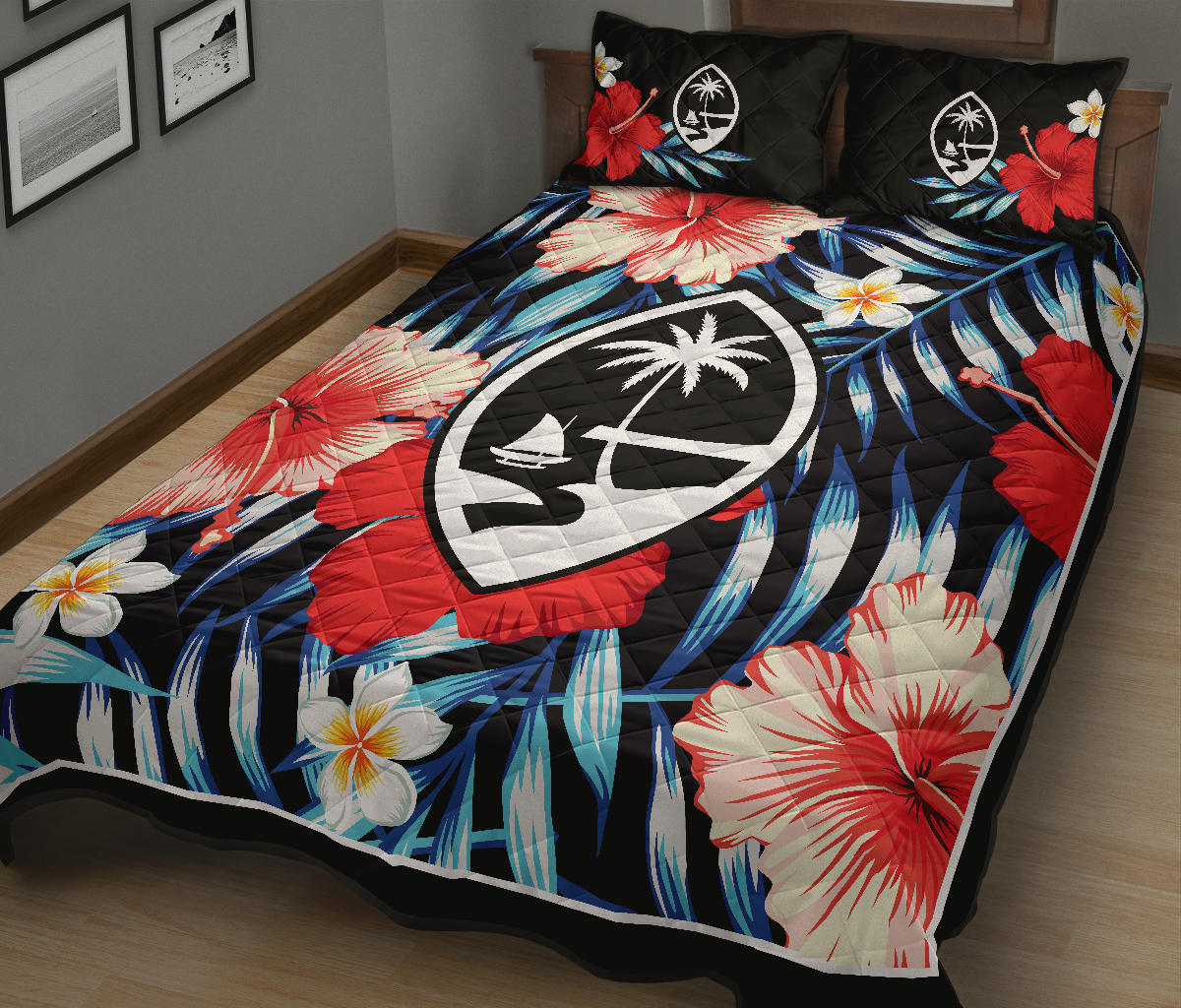 Guam Tropical Floral Quilt Bedding Set