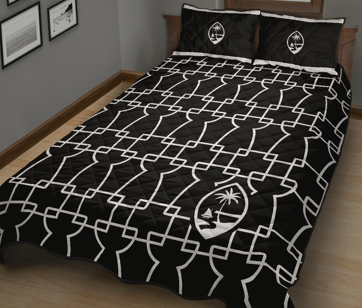 Geometric Latte Guam Quilt Bedding Set