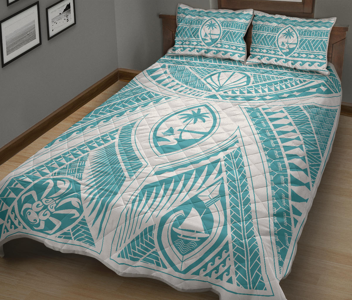 Guahan Modern Tribal Blue Quilt Bedding Set