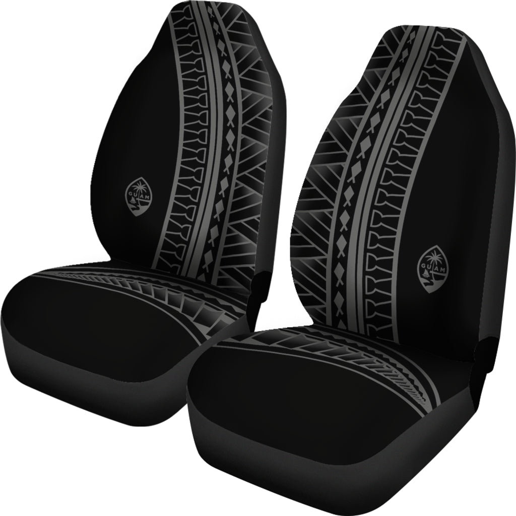 Guam Seal Gray Tribal Car Seat Covers (Set of 2)