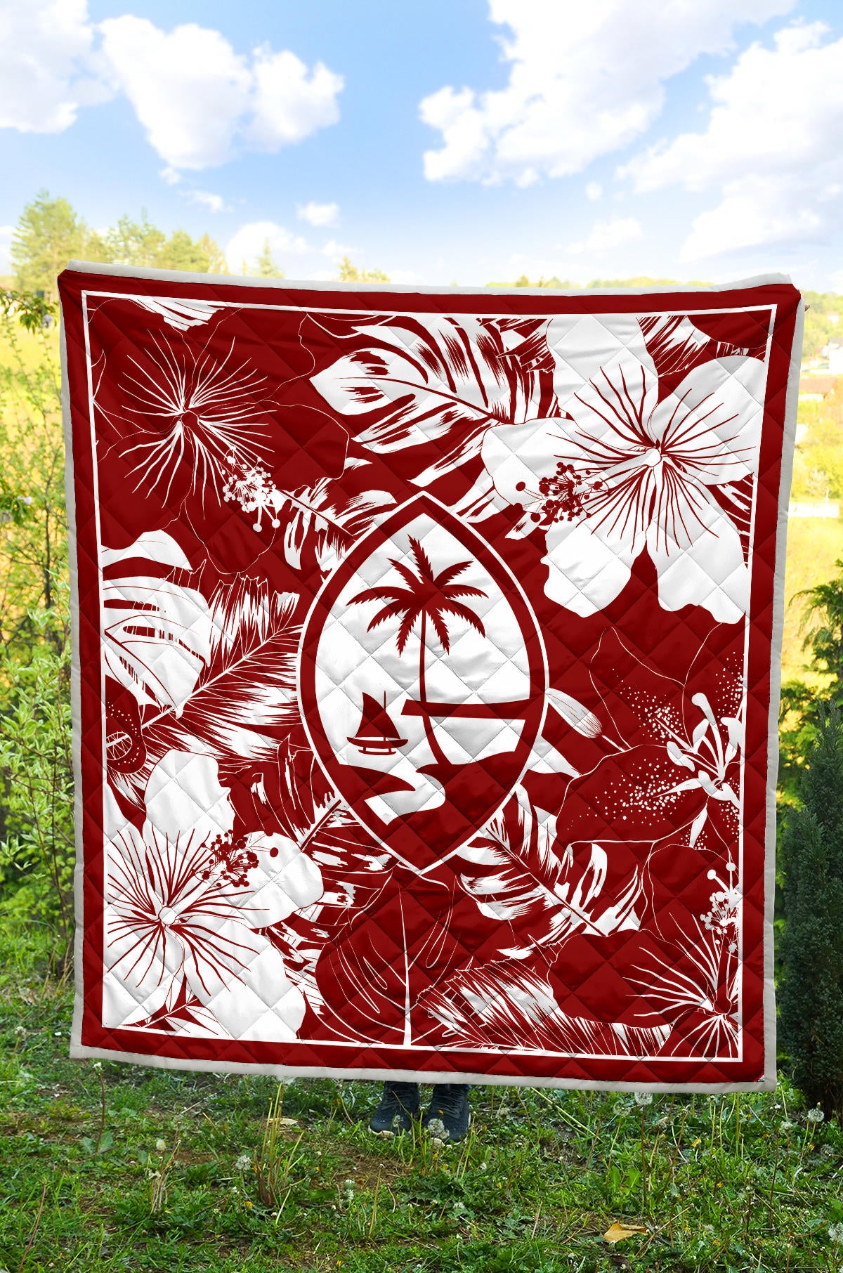 Guam Hibiscus Red Quilt