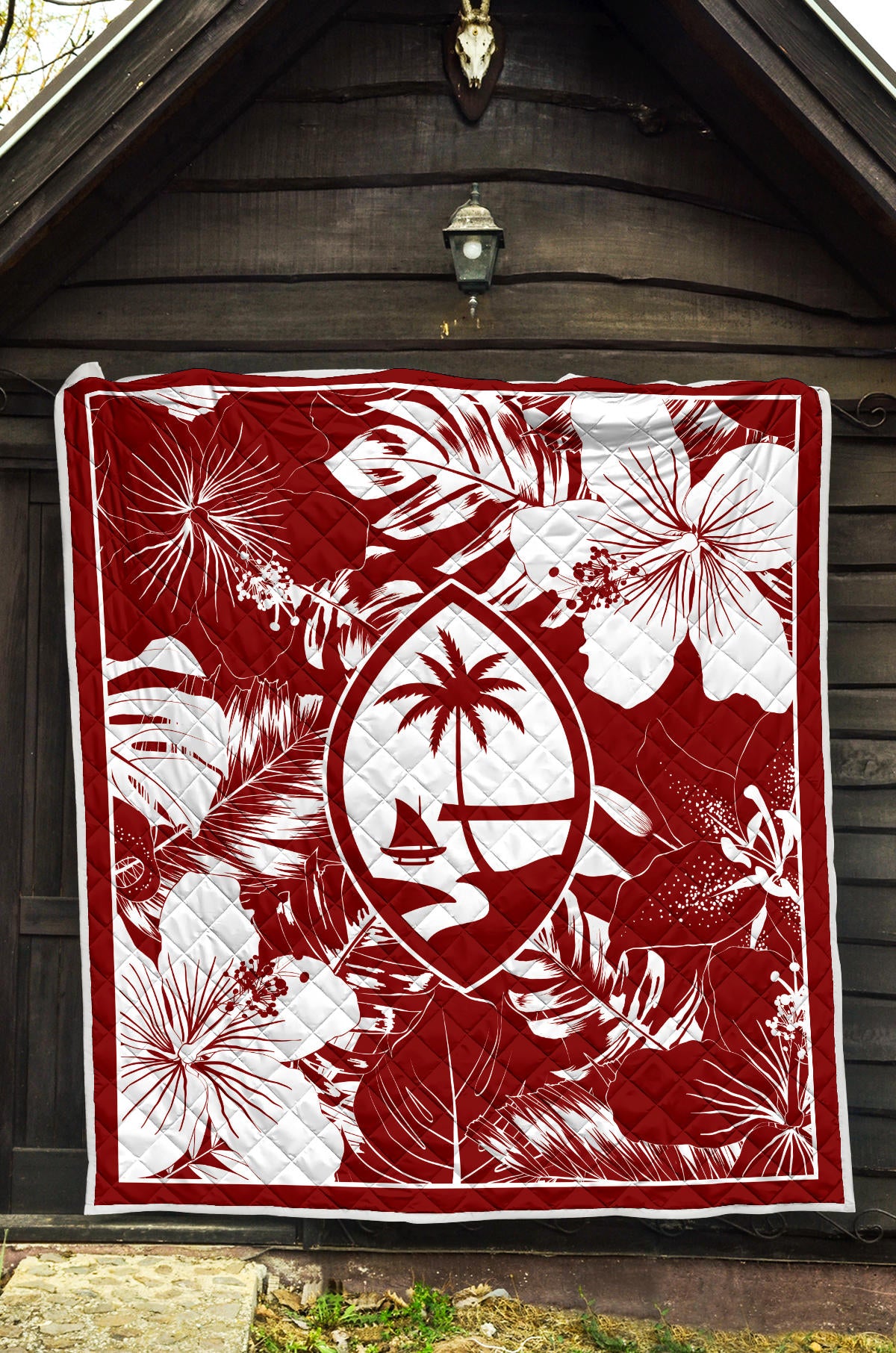 Guam Hibiscus Red Quilt