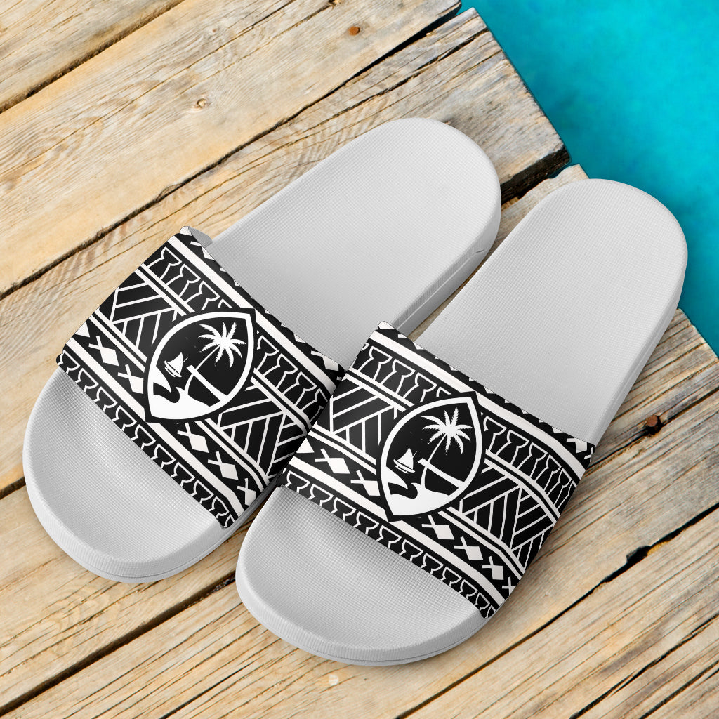 Tribal Guam Seal White Slide Sandals