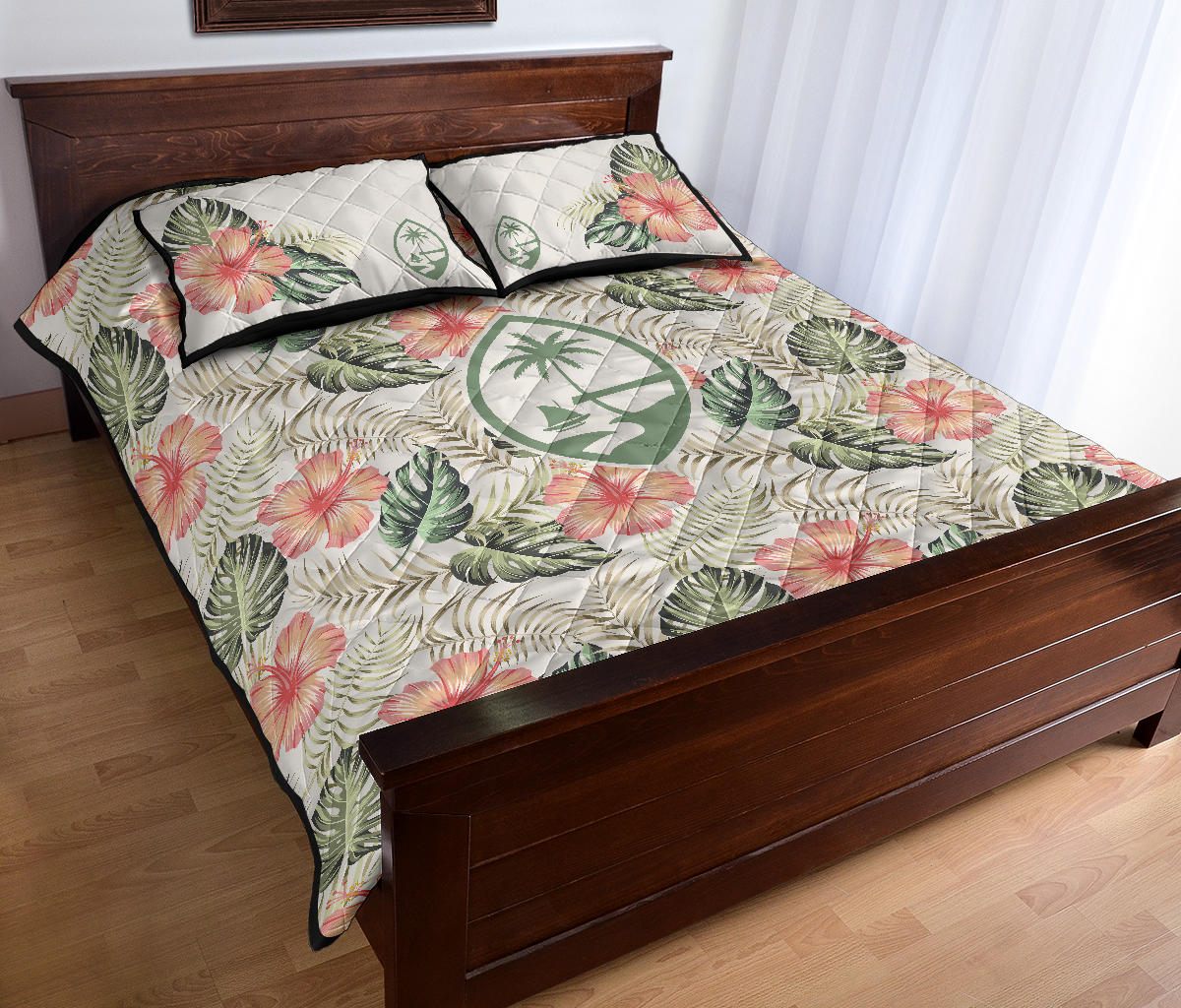 Guam Coral Hibiscus Quilt Bedding Set